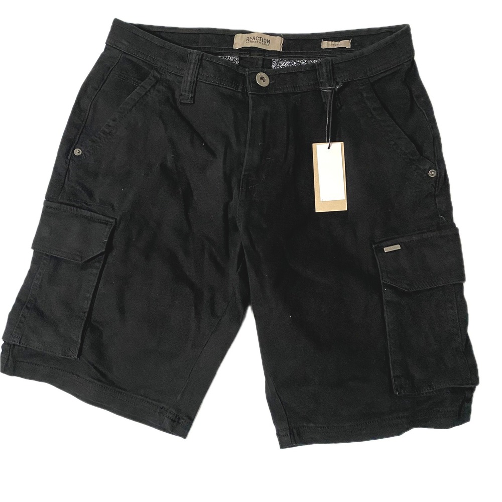 Kenneth Cole Reaction Mens‎ Black Cargo Shorts Stretch Size 30 Utility Slim Fit